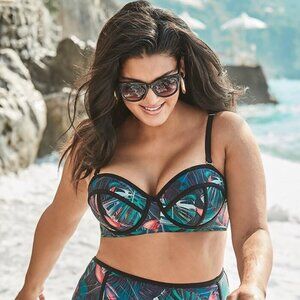 NWT Swimsuits For All Madame Underwire Tropical Print Bikini Top, 20